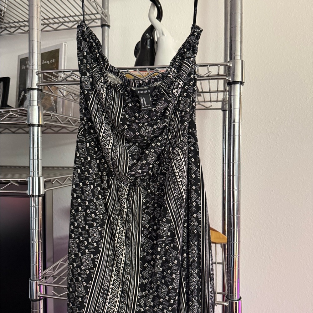Forever 21 Elegant Black and White Patterned Jumpsuit